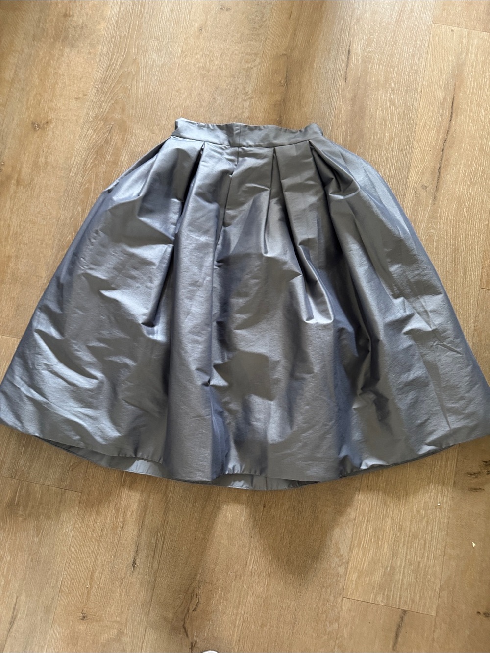 White House Black Market Silver Metallic Full Circle Skirt